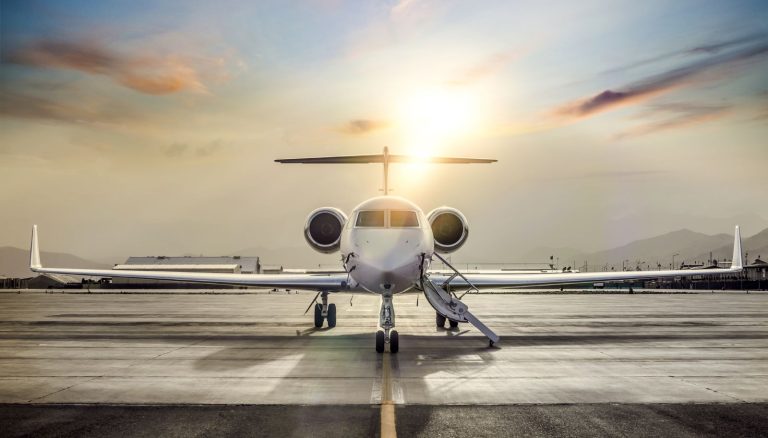 Private jets on the ramp ready for passenger charter flights in Europe